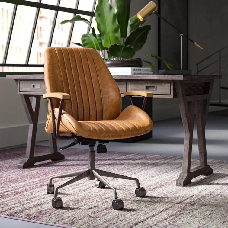 Wade Logan® Aneira Genuine Leather Task Chair & Reviews Wayfair
